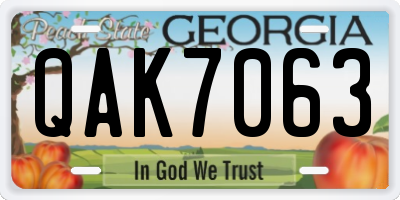 GA license plate QAK7063