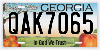 GA license plate QAK7065