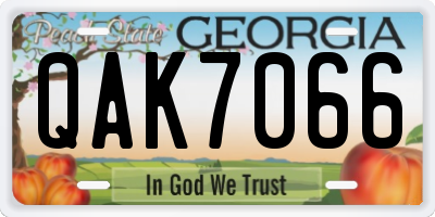 GA license plate QAK7066