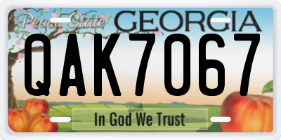 GA license plate QAK7067
