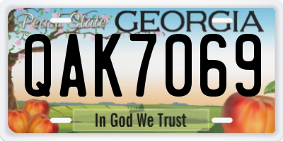 GA license plate QAK7069