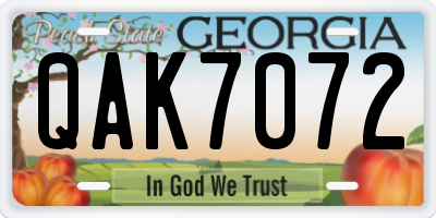 GA license plate QAK7072