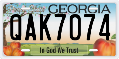GA license plate QAK7074