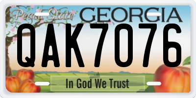 GA license plate QAK7076