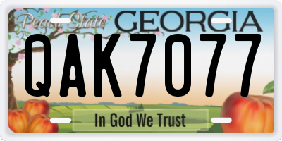 GA license plate QAK7077