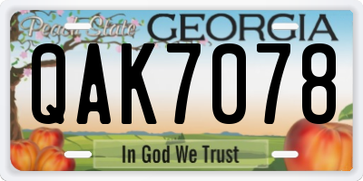 GA license plate QAK7078