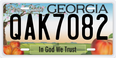 GA license plate QAK7082