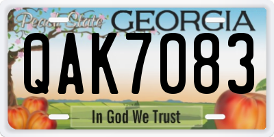 GA license plate QAK7083