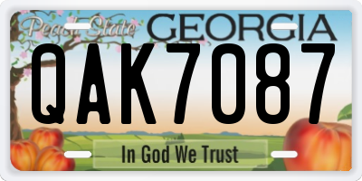 GA license plate QAK7087