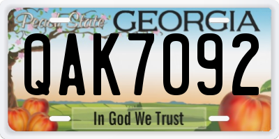 GA license plate QAK7092