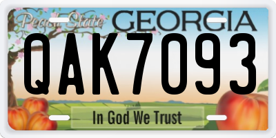 GA license plate QAK7093