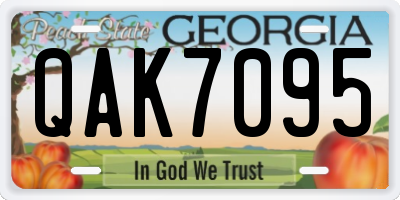 GA license plate QAK7095