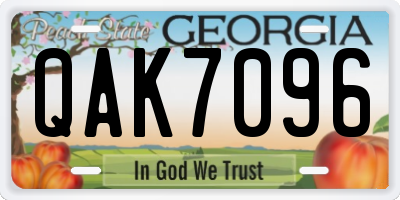 GA license plate QAK7096