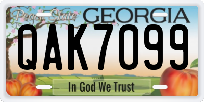 GA license plate QAK7099