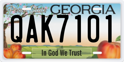 GA license plate QAK7101