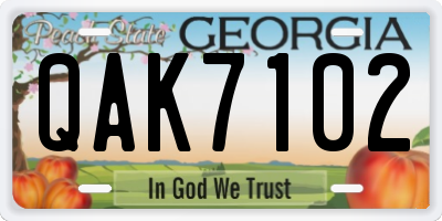 GA license plate QAK7102