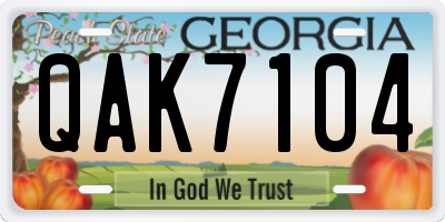 GA license plate QAK7104