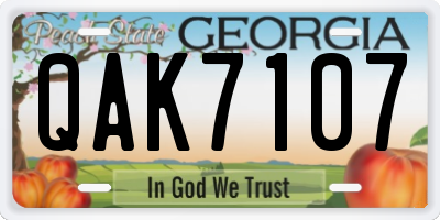 GA license plate QAK7107
