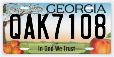 GA license plate QAK7108