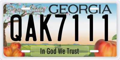 GA license plate QAK7111