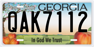 GA license plate QAK7112