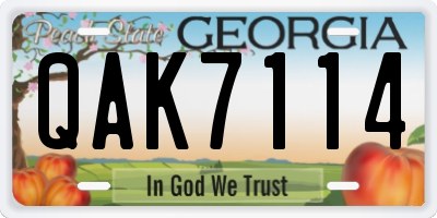 GA license plate QAK7114