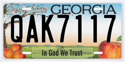 GA license plate QAK7117
