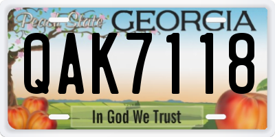GA license plate QAK7118