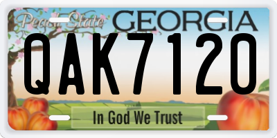 GA license plate QAK7120