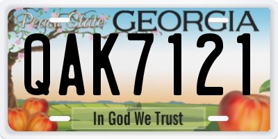 GA license plate QAK7121