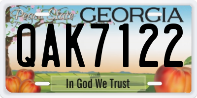 GA license plate QAK7122