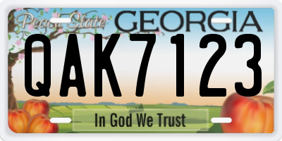 GA license plate QAK7123