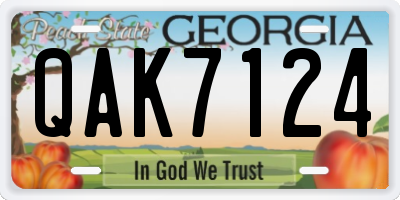 GA license plate QAK7124