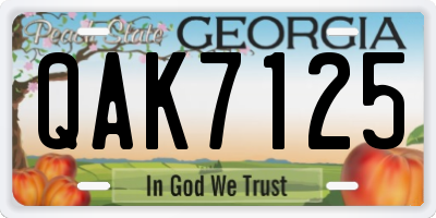 GA license plate QAK7125
