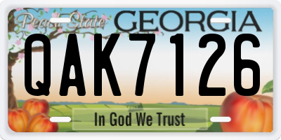 GA license plate QAK7126