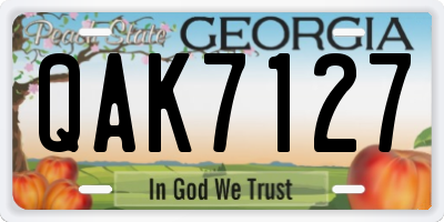 GA license plate QAK7127