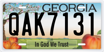 GA license plate QAK7131