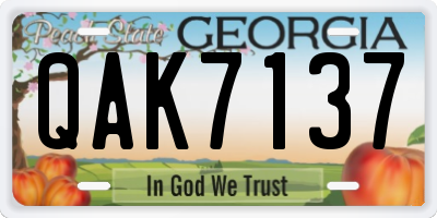 GA license plate QAK7137