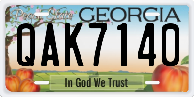 GA license plate QAK7140