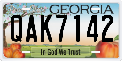 GA license plate QAK7142