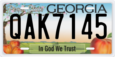 GA license plate QAK7145