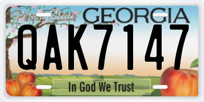 GA license plate QAK7147