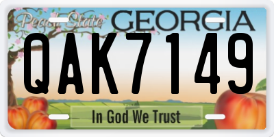 GA license plate QAK7149