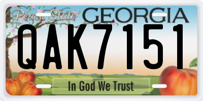 GA license plate QAK7151