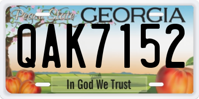 GA license plate QAK7152