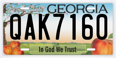 GA license plate QAK7160