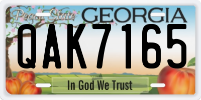 GA license plate QAK7165