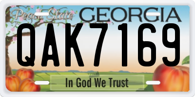 GA license plate QAK7169