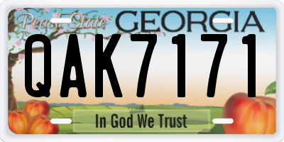 GA license plate QAK7171