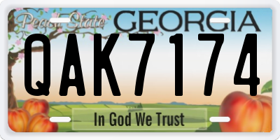 GA license plate QAK7174